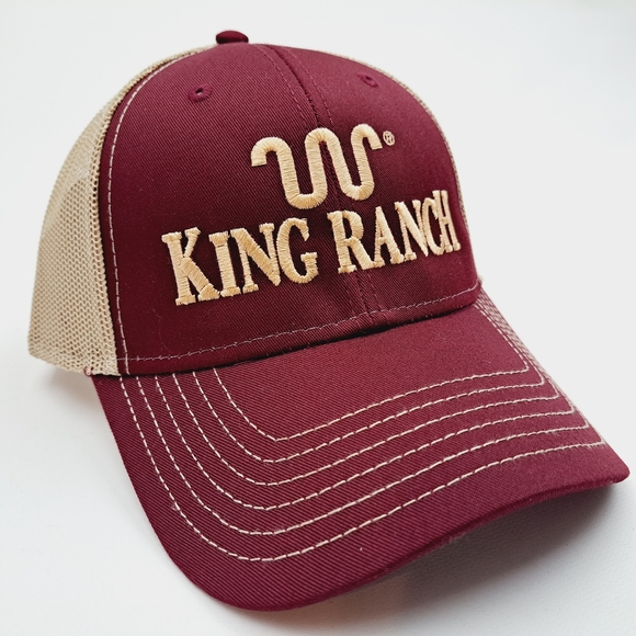 King Ranch Mesh Trucker Snapback Hat Cap Wine Embroidered - Picture 3 of 4